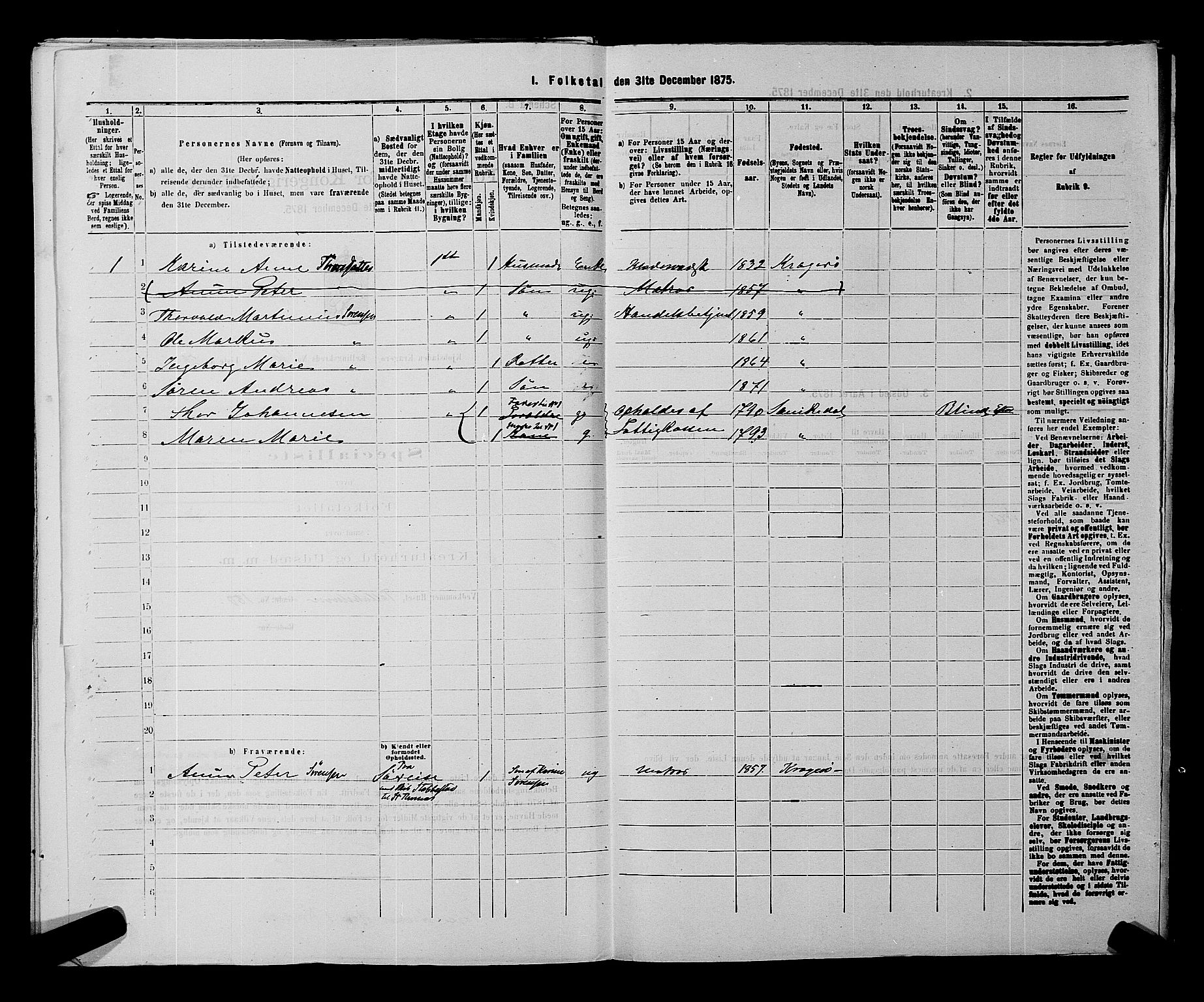 SAKO, 1875 census for 0801P Kragerø, 1875, p. 1386