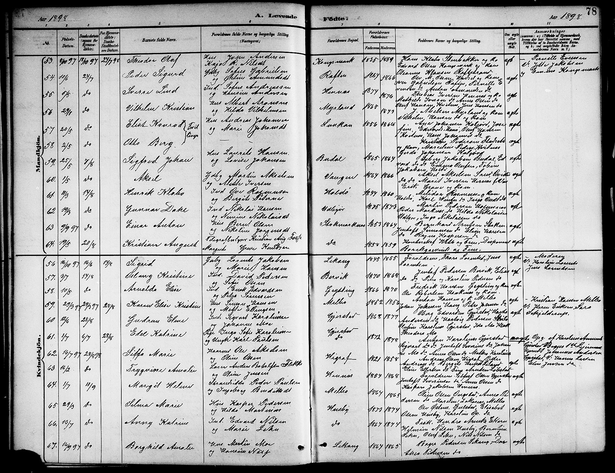 Ministerialprotokoller, klokkerbøker og fødselsregistre - Nordland, SAT/A-1459/888/L1268: Parish register (copy) no. 888C06, 1891-1908, p. 78