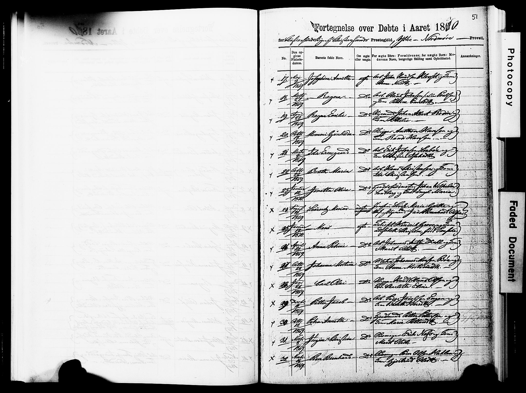 Ministerialprotokoller, klokkerbøker og fødselsregistre - Møre og Romsdal, AV/SAT-A-1454/572/L0857: Parish register (official) no. 572D01, 1866-1872, p. 51