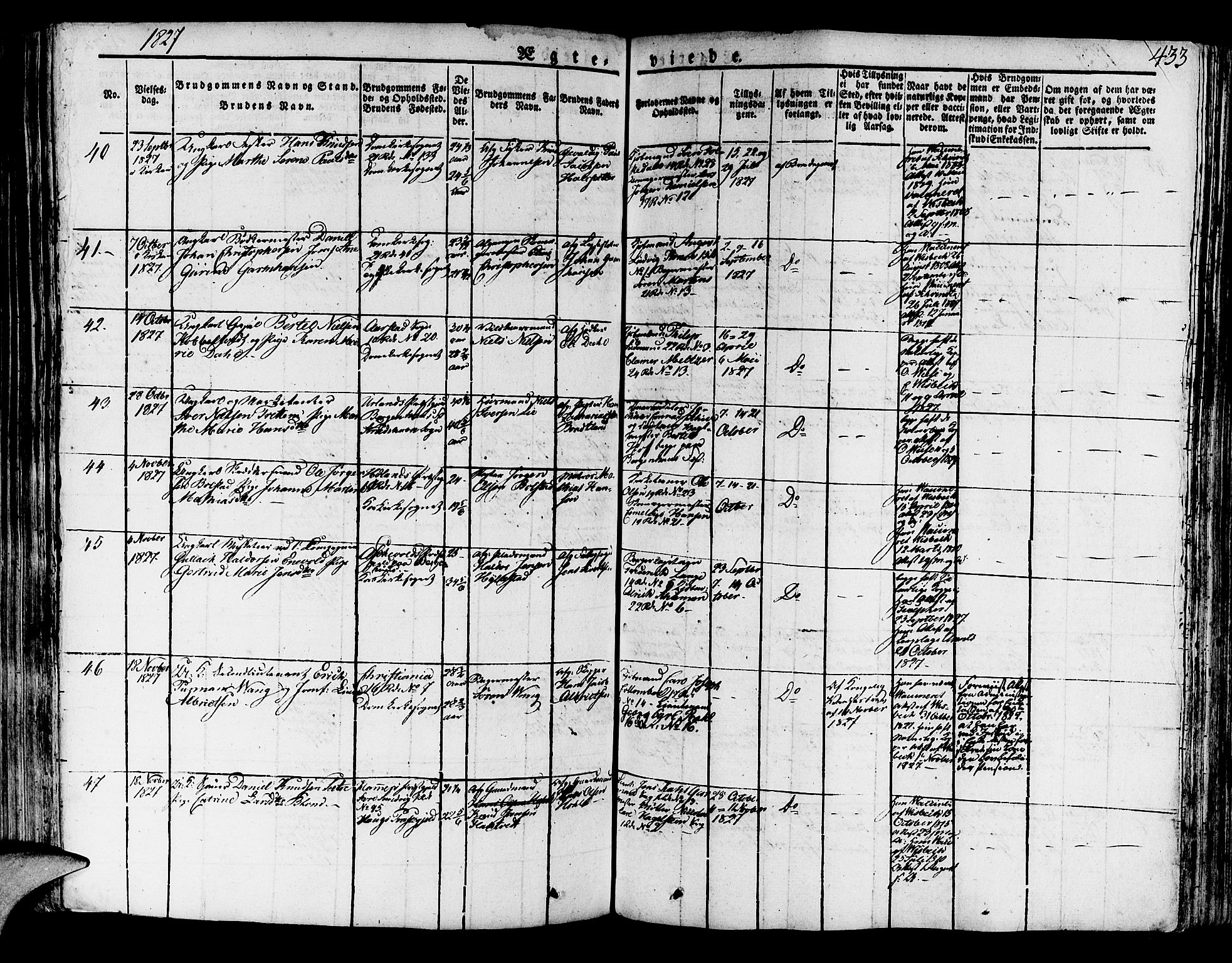 Korskirken sokneprestembete, SAB/A-76101/H/Haa/L0014: Parish register (official) no. A 14, 1823-1835, p. 433