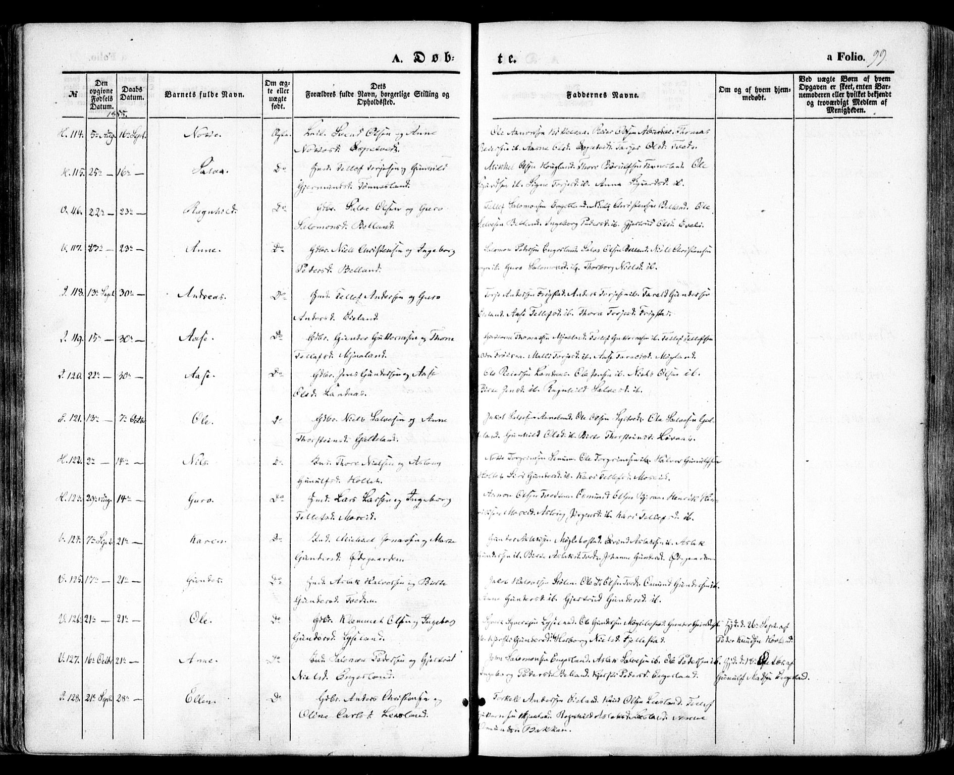 Evje sokneprestkontor, AV/SAK-1111-0008/F/Fa/Faa/L0005: Parish register (official) no. A 5, 1843-1865, p. 99