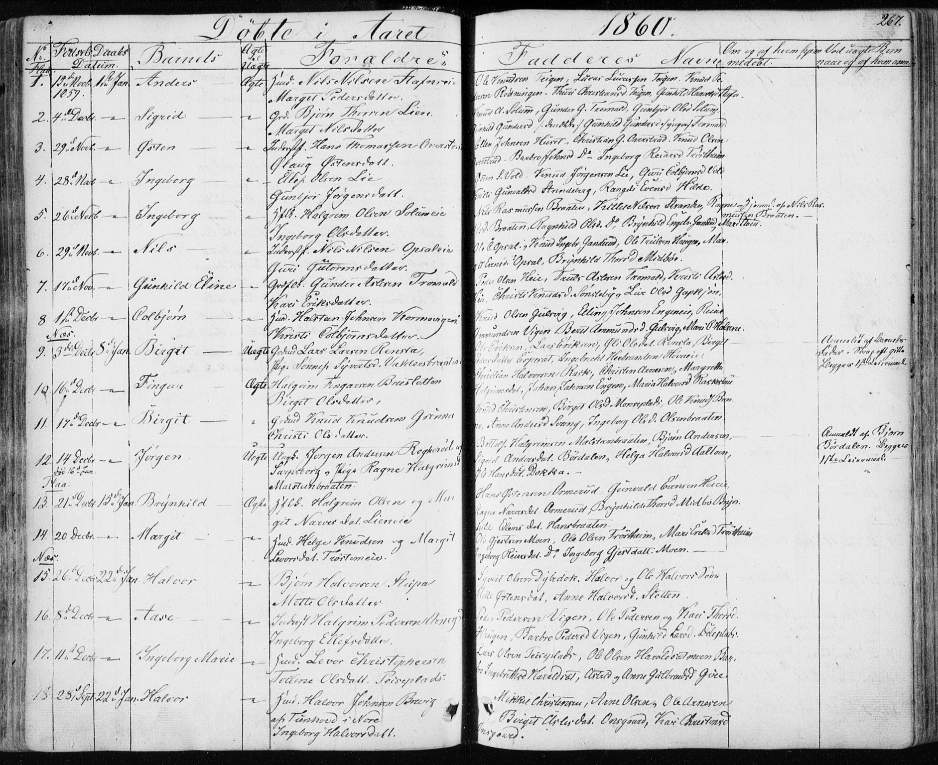 Nes kirkebøker, AV/SAKO-A-236/F/Fa/L0009: Parish register (official) no. 9, 1834-1863, p. 267