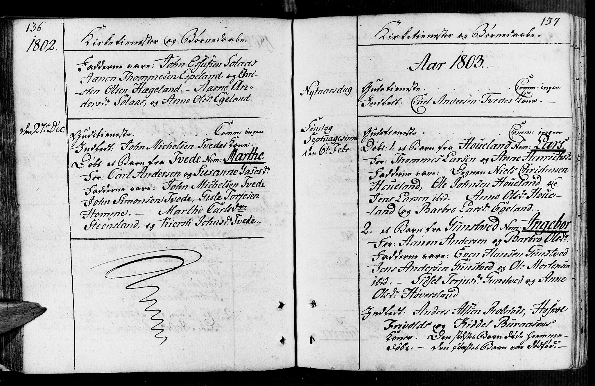 Vennesla sokneprestkontor, AV/SAK-1111-0045/Fa/Faa/L0002: Parish register (official) no. A 2, 1785-1834, p. 136-137