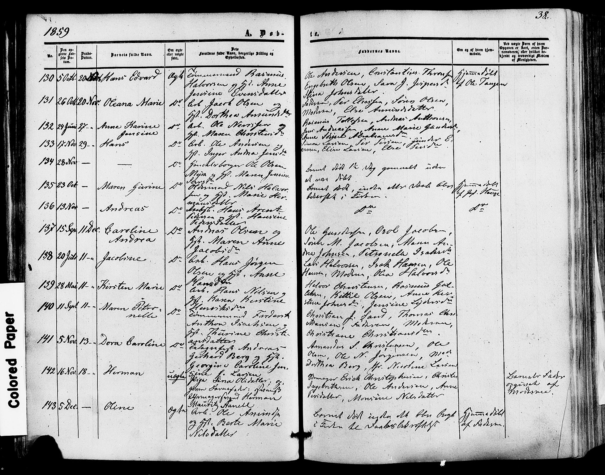 Skien kirkebøker, SAKO/A-302/F/Fa/L0007: Parish register (official) no. 7, 1856-1865, p. 38