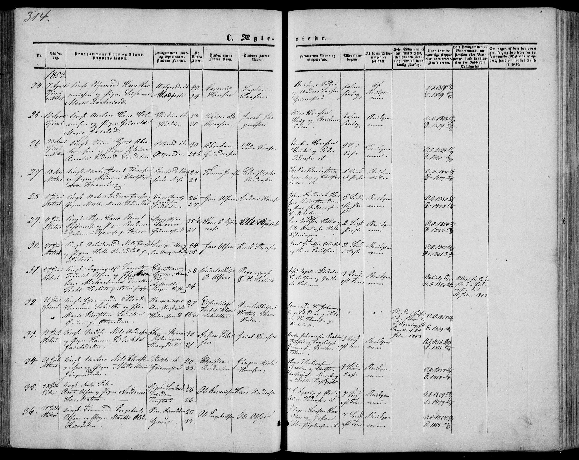 Nøtterøy kirkebøker, AV/SAKO-A-354/F/Fa/L0006: Parish register (official) no. I 6, 1852-1864, p. 314