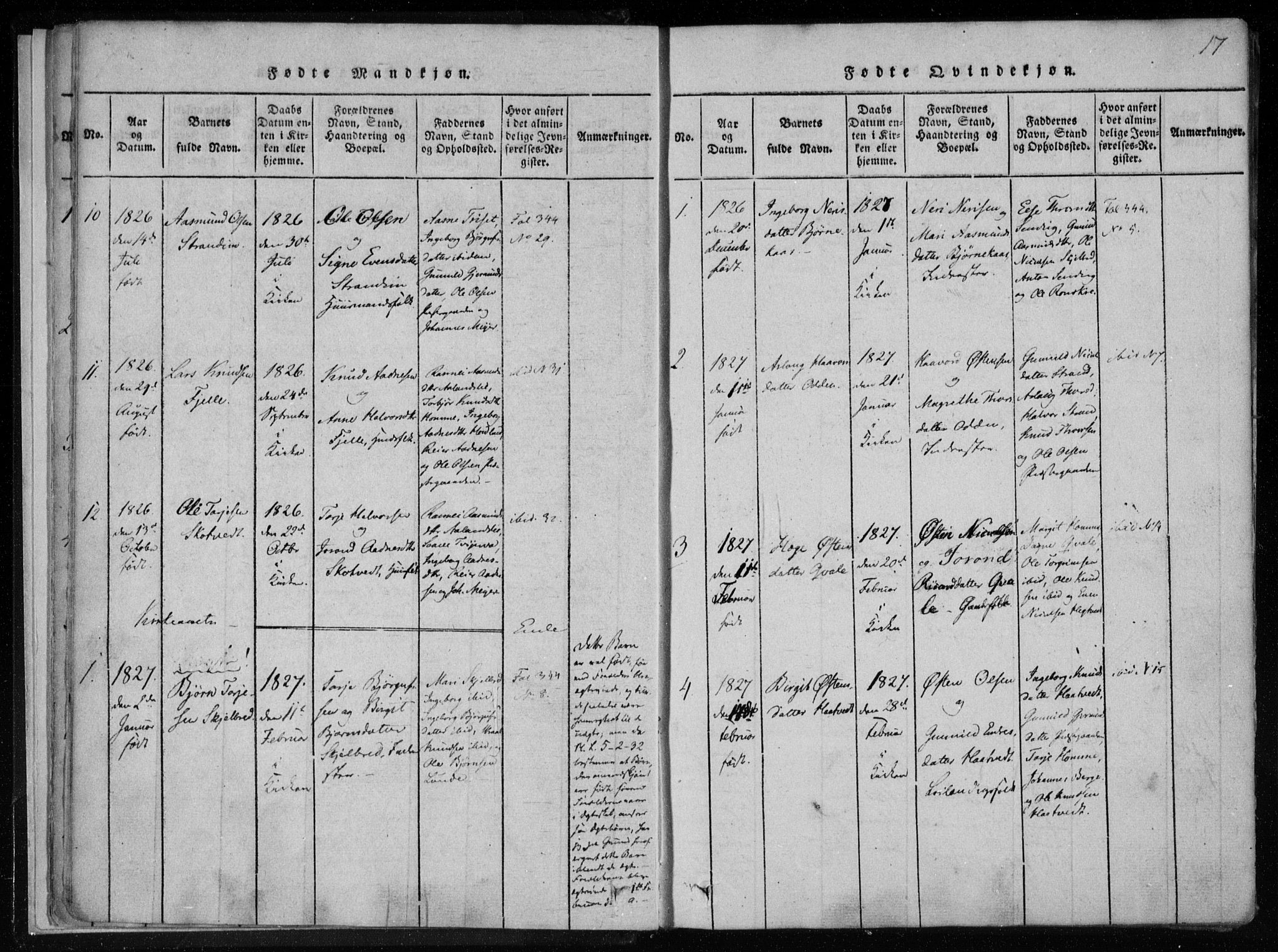Lårdal kirkebøker, SAKO/A-284/F/Fa/L0005: Parish register (official) no. I 5, 1815-1860, p. 17