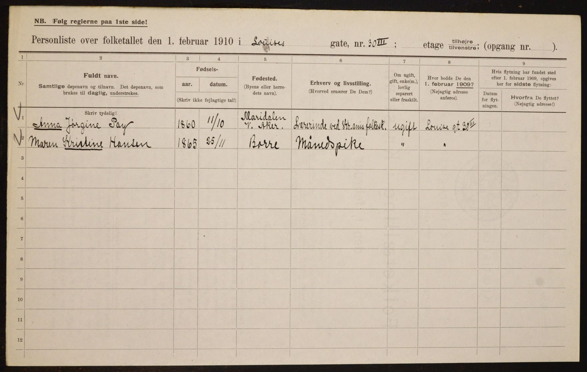 OBA, Municipal Census 1910 for Kristiania, 1910, p. 56423