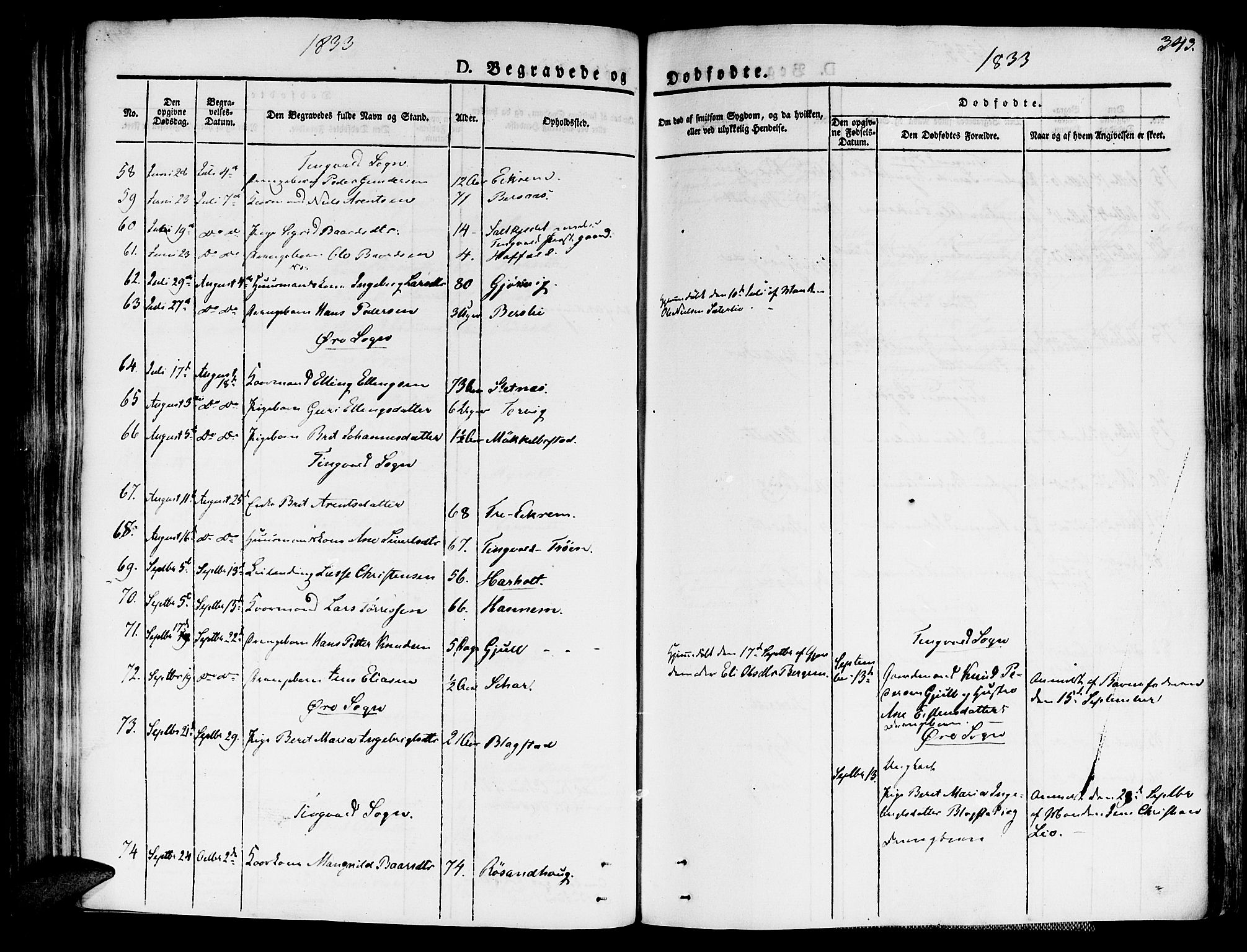 Ministerialprotokoller, klokkerbøker og fødselsregistre - Møre og Romsdal, AV/SAT-A-1454/586/L0983: Parish register (official) no. 586A09, 1829-1843, p. 343