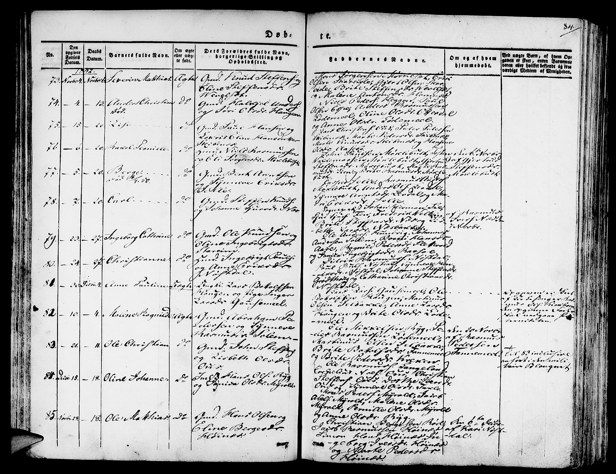 Eid sokneprestembete, SAB/A-82301/H/Haa/Haaa/L0006: Parish register (official) no. A 6, 1831-1843, p. 84