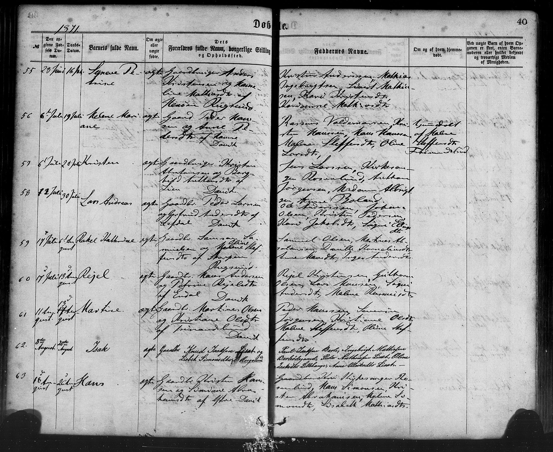 Davik sokneprestembete, SAB/A-79701/H/Haa/Haaa/L0006: Parish register (official) no. A 6, 1867-1881, p. 40