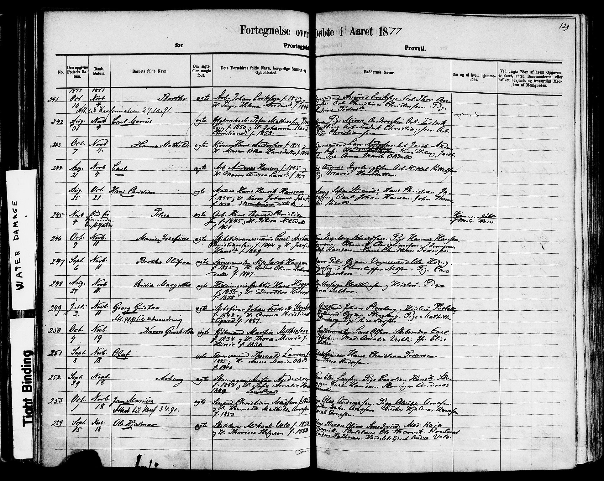 Larvik kirkebøker, AV/SAKO-A-352/F/Fa/L0006: Parish register (official) no. I 6, 1871-1883, p. 129