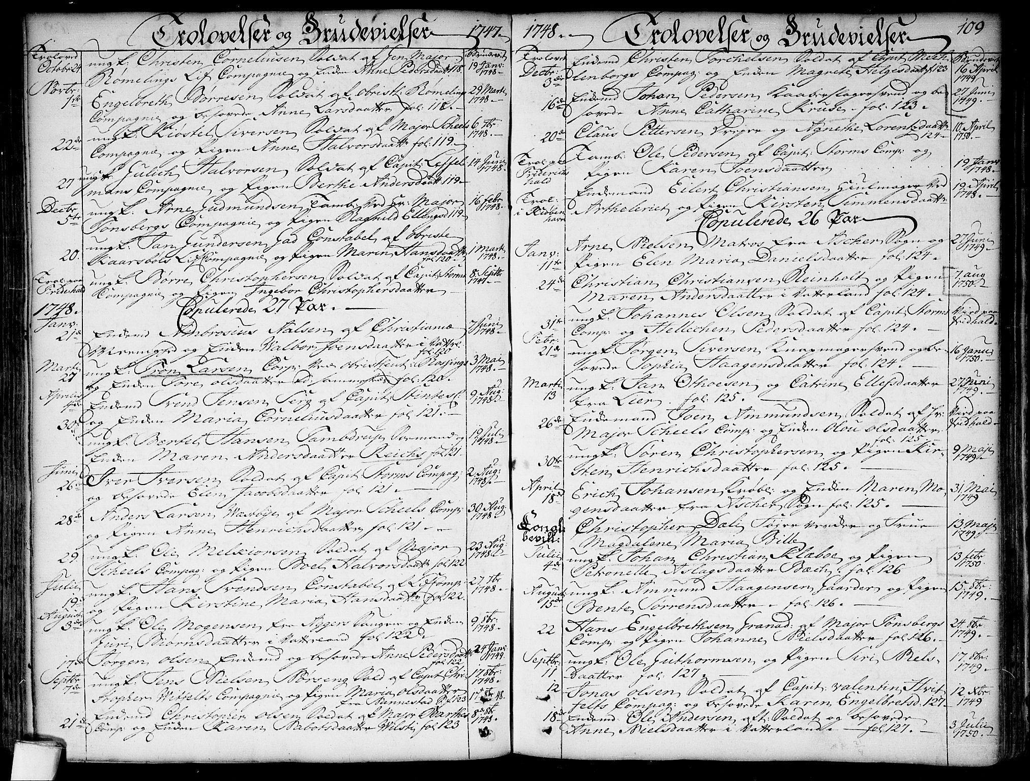 Garnisonsmenigheten Kirkebøker, SAO/A-10846/F/Fa/L0001: Parish register (official) no. 1, 1734-1756, p. 109