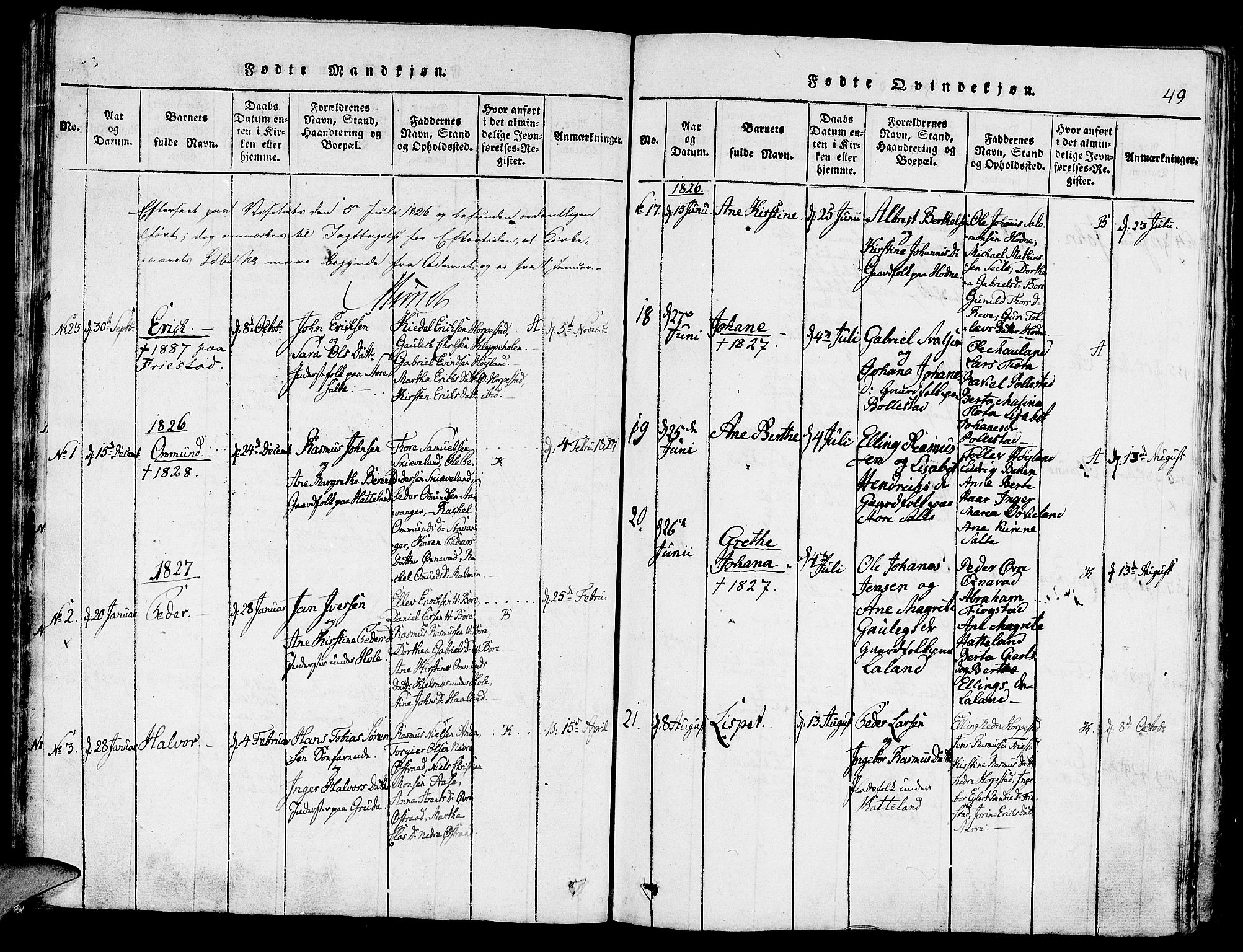 Klepp sokneprestkontor, SAST/A-101803/001/3/30BA/L0002: Parish register (official) no. A 2, 1816-1833, p. 49