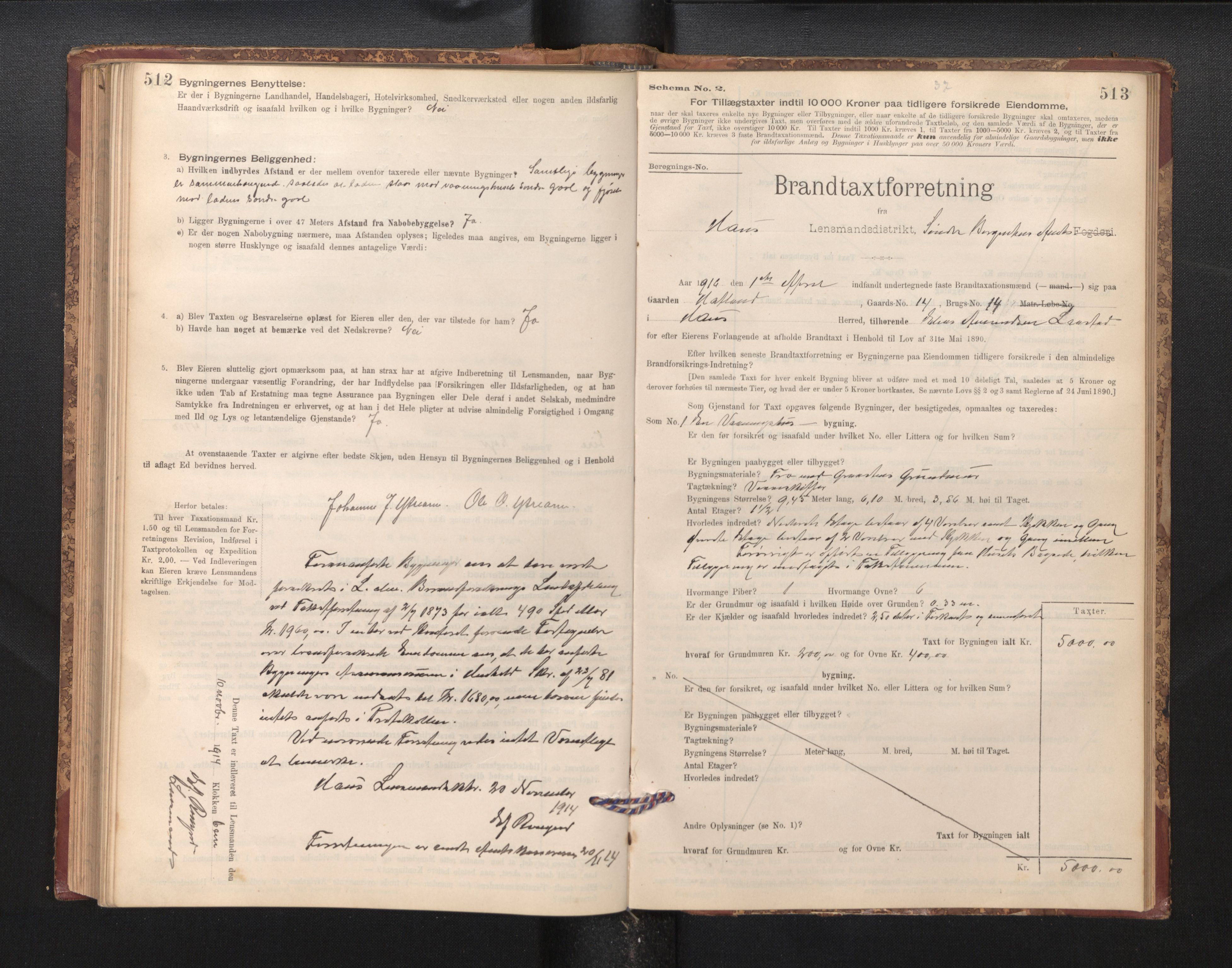 Lensmannen i Haus, SAB/A-32701/0012/L0006: Branntakstprotokoll, skjematakst, 1895-1941, p. 512-513