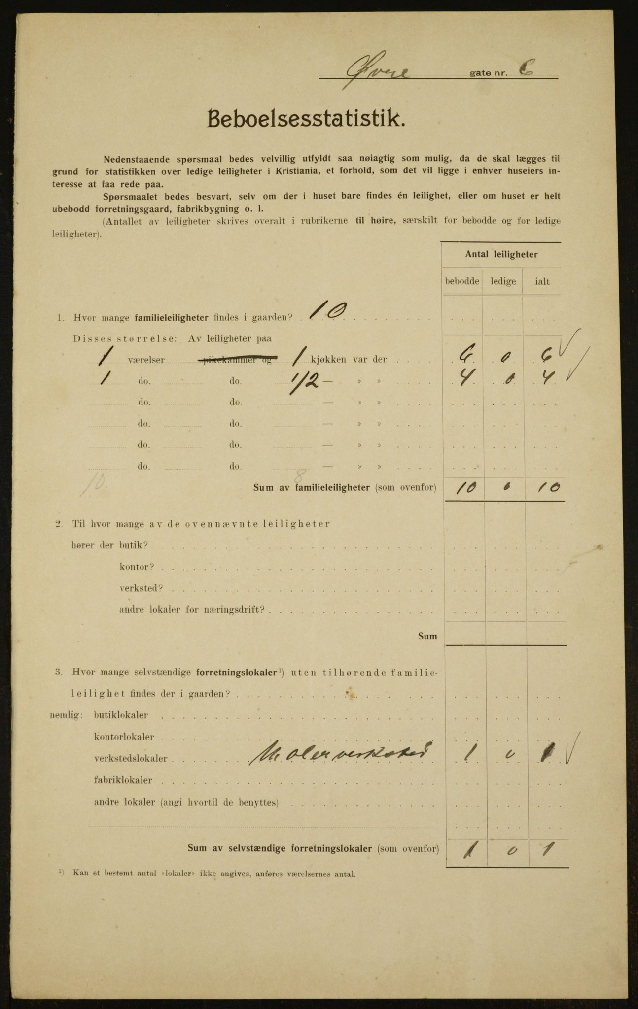 OBA, Municipal Census 1910 for Kristiania, 1910, p. 123100