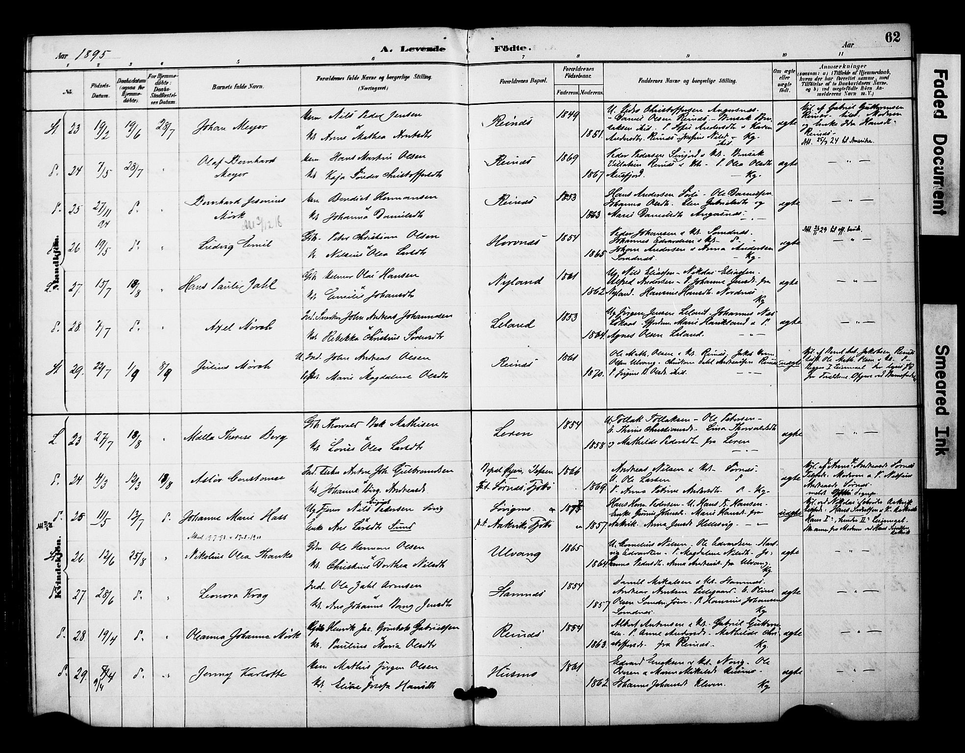 Ministerialprotokoller, klokkerbøker og fødselsregistre - Nordland, AV/SAT-A-1459/831/L0471: Parish register (official) no. 831A02, 1886-1901, p. 62