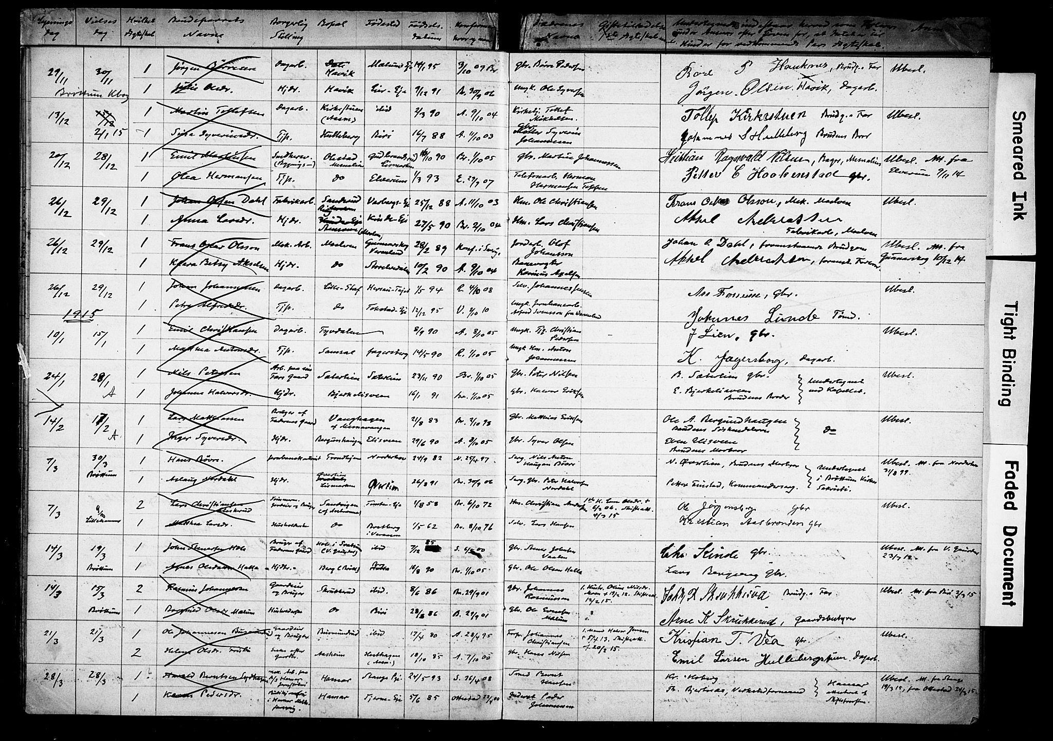 Ringsaker prestekontor, SAH/PREST-014/N/Na/L0001: Banns register no. 1, 1905-1922