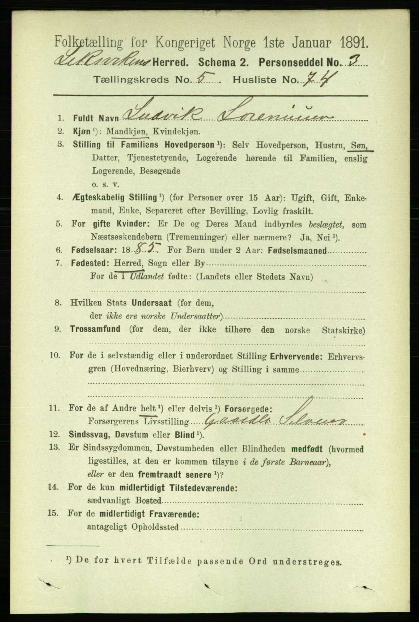 RA, 1891 census for 1718 Leksvik, 1891, p. 3078