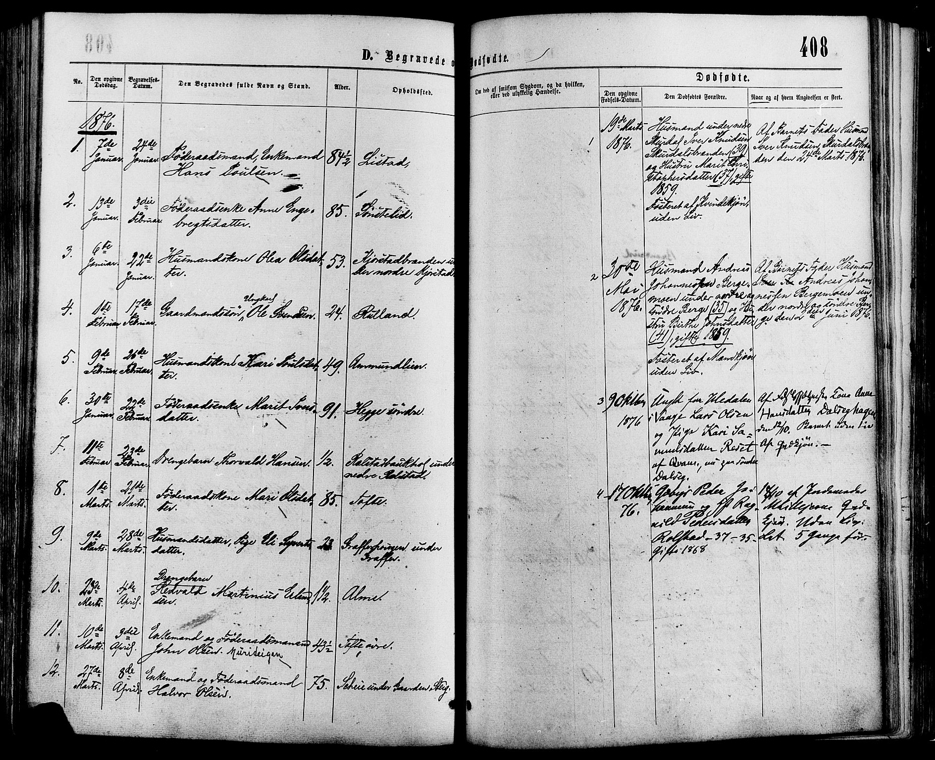 Sør-Fron prestekontor, SAH/PREST-010/H/Ha/Haa/L0002: Parish register (official) no. 2, 1864-1880, p. 408