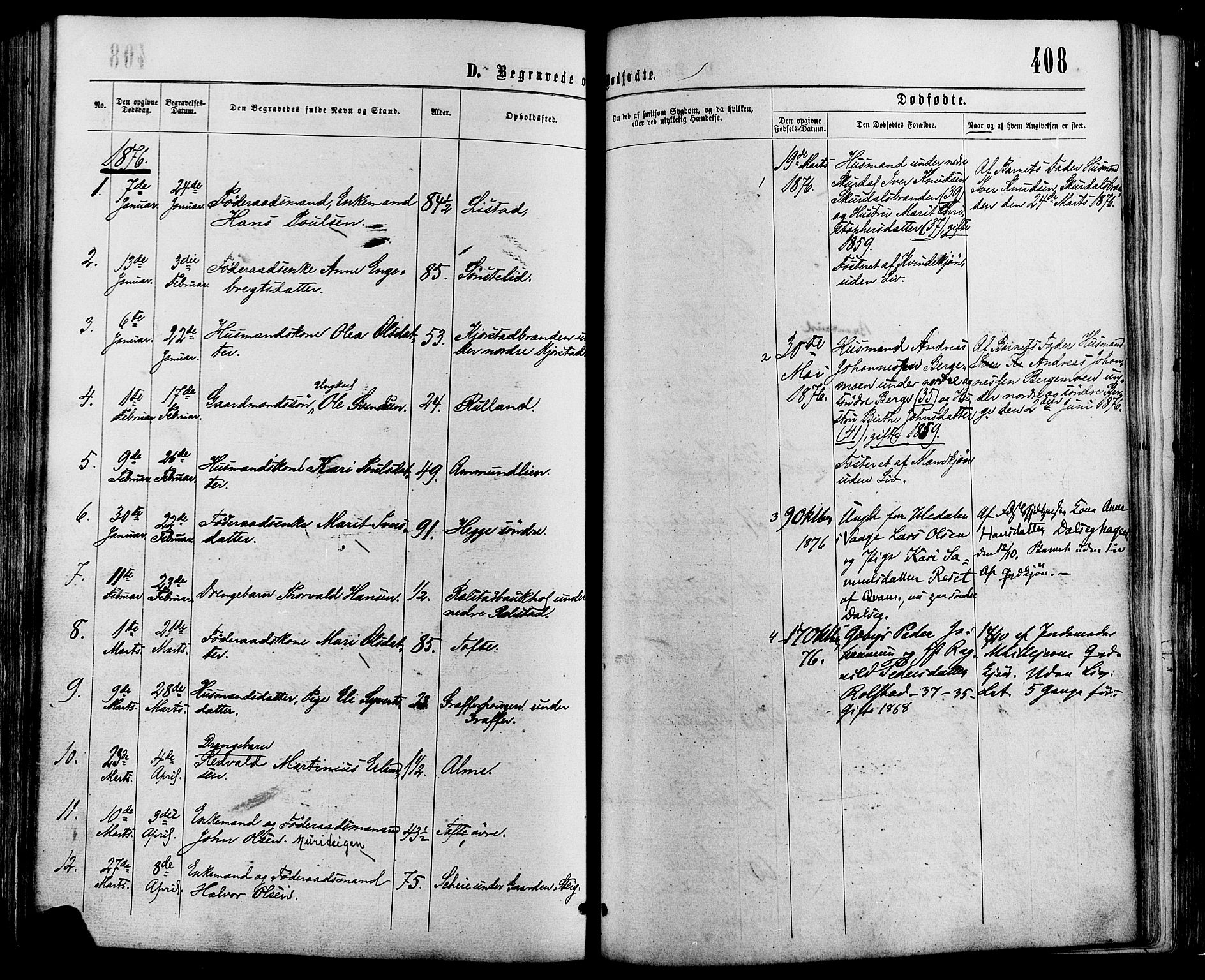 Sør-Fron prestekontor, AV/SAH-PREST-010/H/Ha/Haa/L0002: Parish register (official) no. 2, 1864-1880, p. 408