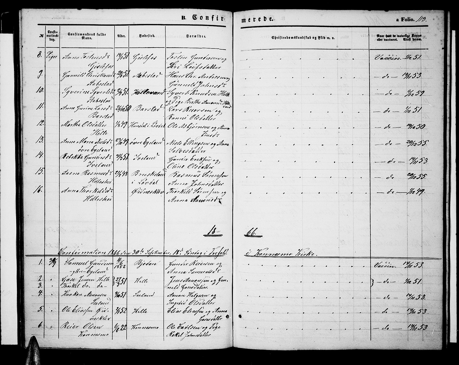 Nord-Audnedal sokneprestkontor, AV/SAK-1111-0032/F/Fb/Fba/L0002: Parish register (copy) no. B 2, 1856-1882, p. 113