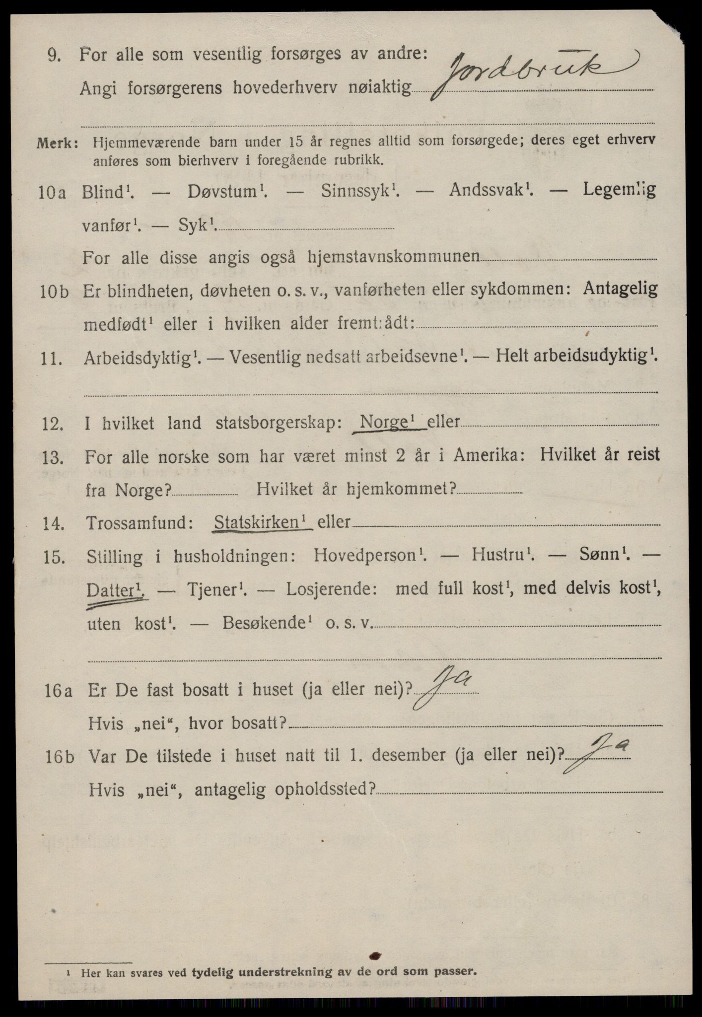 SAT, 1920 census for Voll, 1920, p. 1170