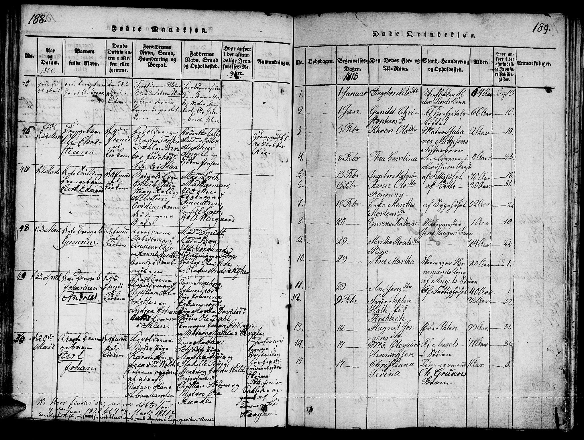 Ministerialprotokoller, klokkerbøker og fødselsregistre - Sør-Trøndelag, SAT/A-1456/601/L0043: Parish register (official) no. 601A11, 1815-1821, p. 188-189