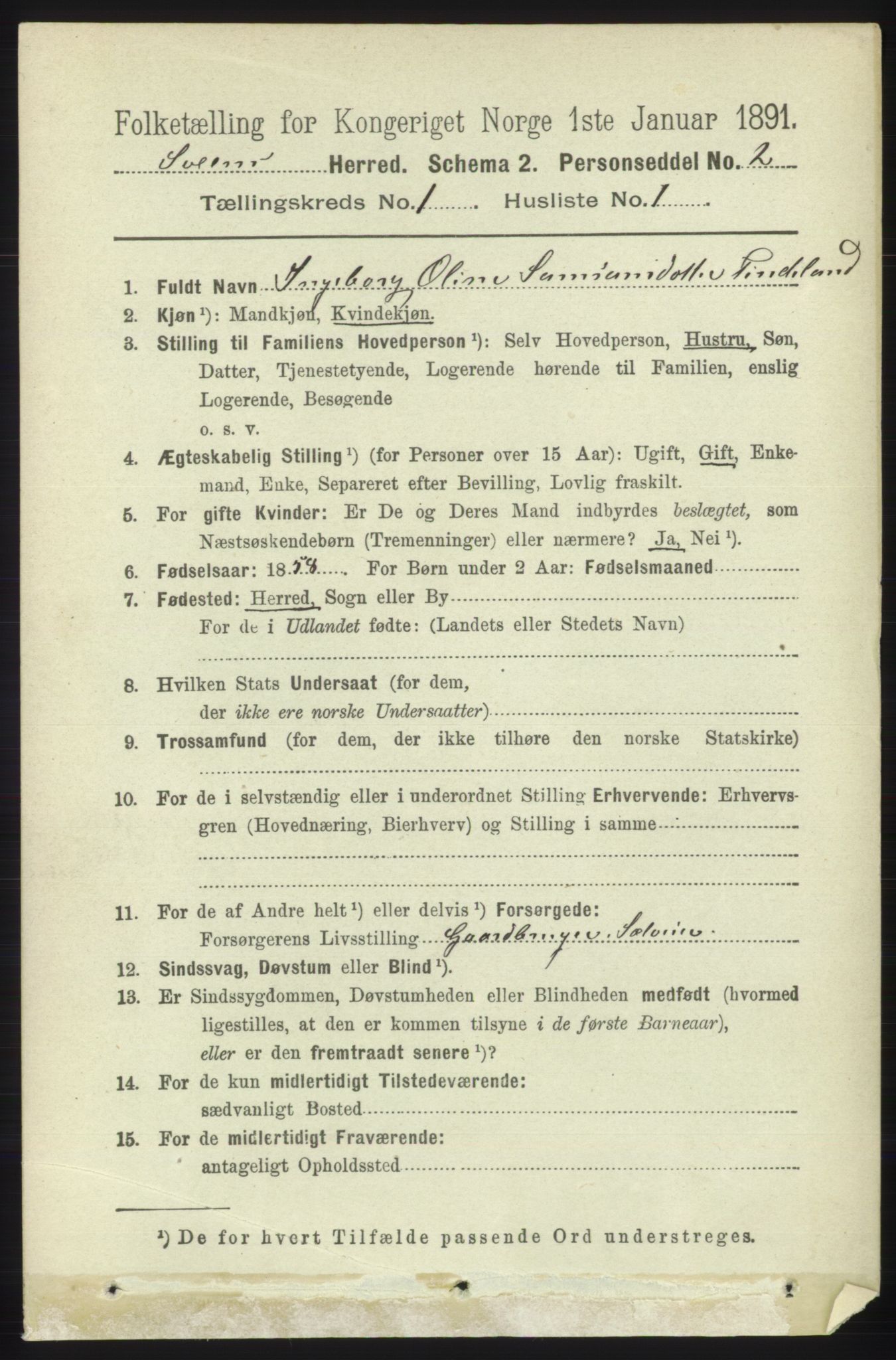 RA, 1891 census for 1216 Sveio, 1891, p. 106