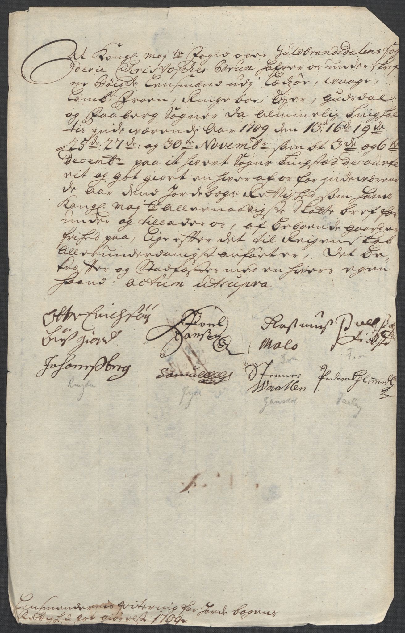 Rentekammeret inntil 1814, Reviderte regnskaper, Fogderegnskap, AV/RA-EA-4092/R17/L1179: Fogderegnskap Gudbrandsdal, 1708-1710, p. 211