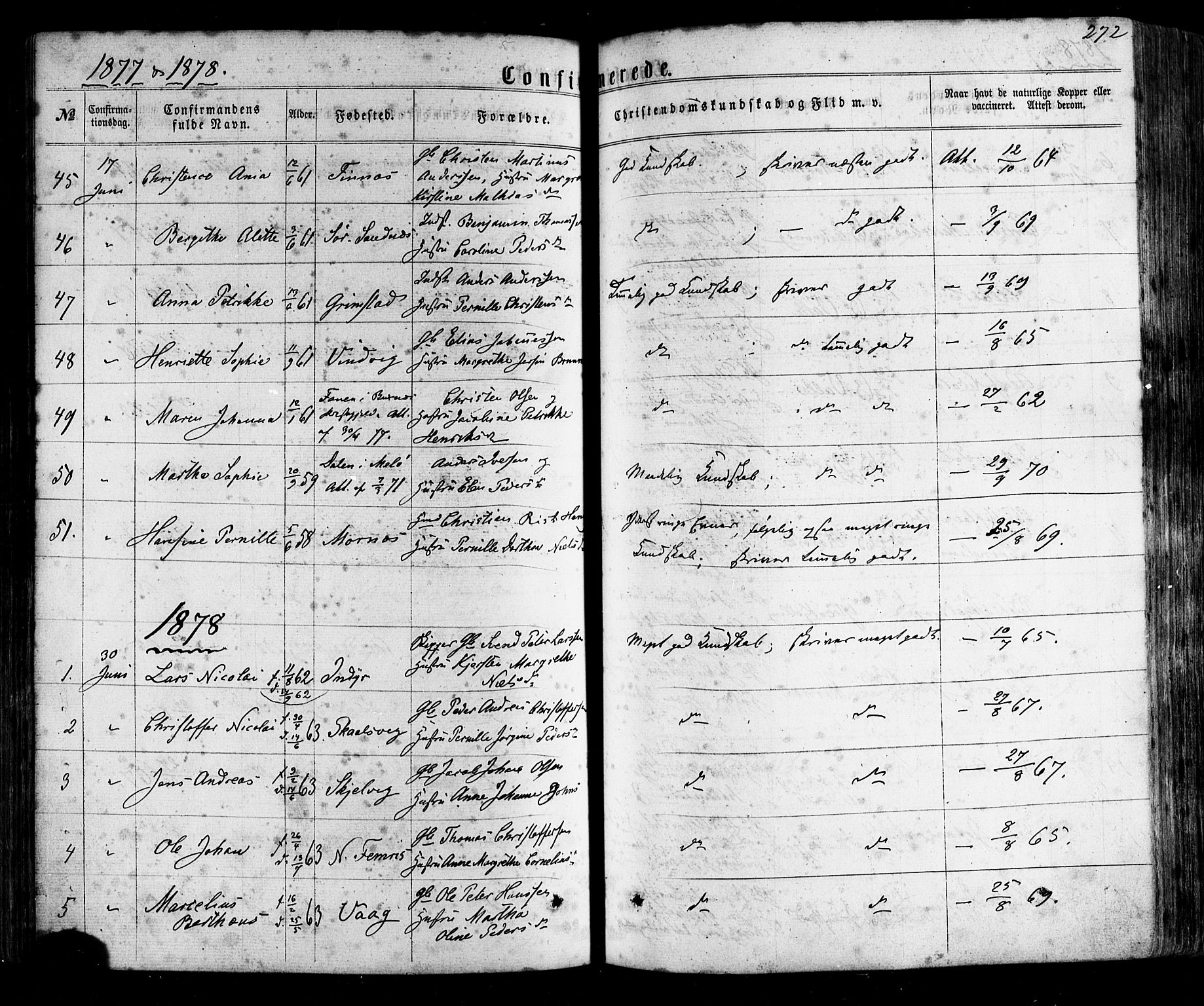 Ministerialprotokoller, klokkerbøker og fødselsregistre - Nordland, SAT/A-1459/805/L0098: Parish register (official) no. 805A05, 1862-1879, p. 272