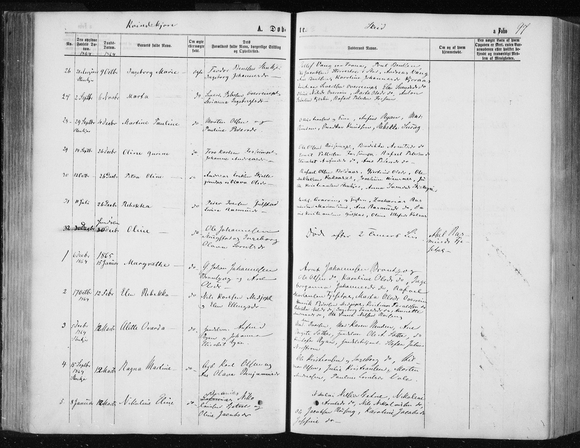 Ministerialprotokoller, klokkerbøker og fødselsregistre - Nord-Trøndelag, SAT/A-1458/735/L0345: Parish register (official) no. 735A08 /2, 1863-1872, p. 97