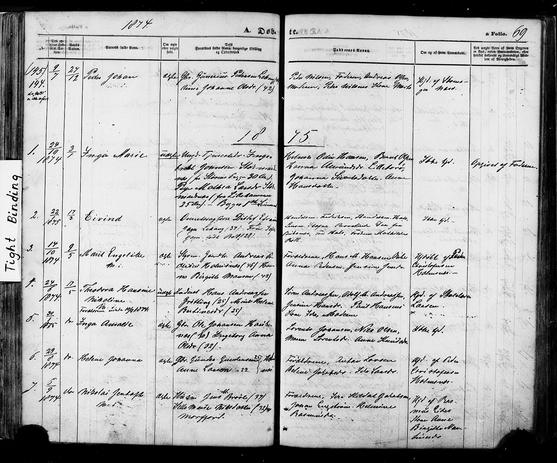 Ministerialprotokoller, klokkerbøker og fødselsregistre - Nordland, SAT/A-1459/888/L1242: Parish register (official) no. 888A08, 1870-1875, p. 69