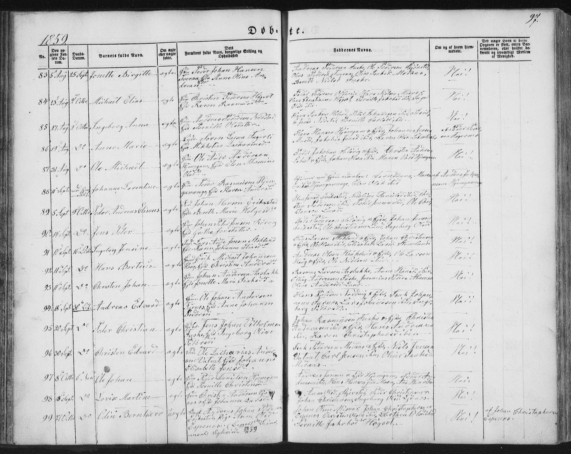 Ministerialprotokoller, klokkerbøker og fødselsregistre - Nordland, SAT/A-1459/852/L0738: Parish register (official) no. 852A08, 1849-1865, p. 97