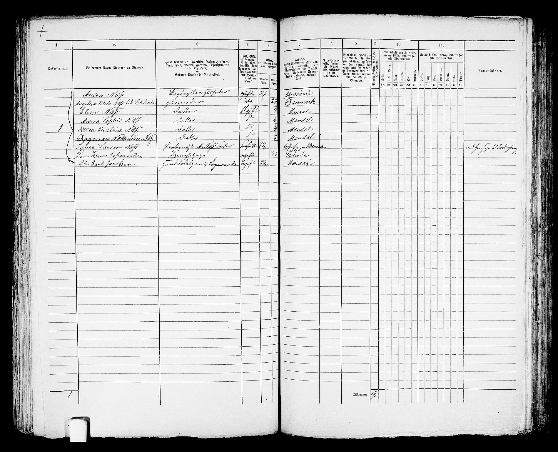 RA, 1865 census for Mandal/Mandal, 1865, p. 753