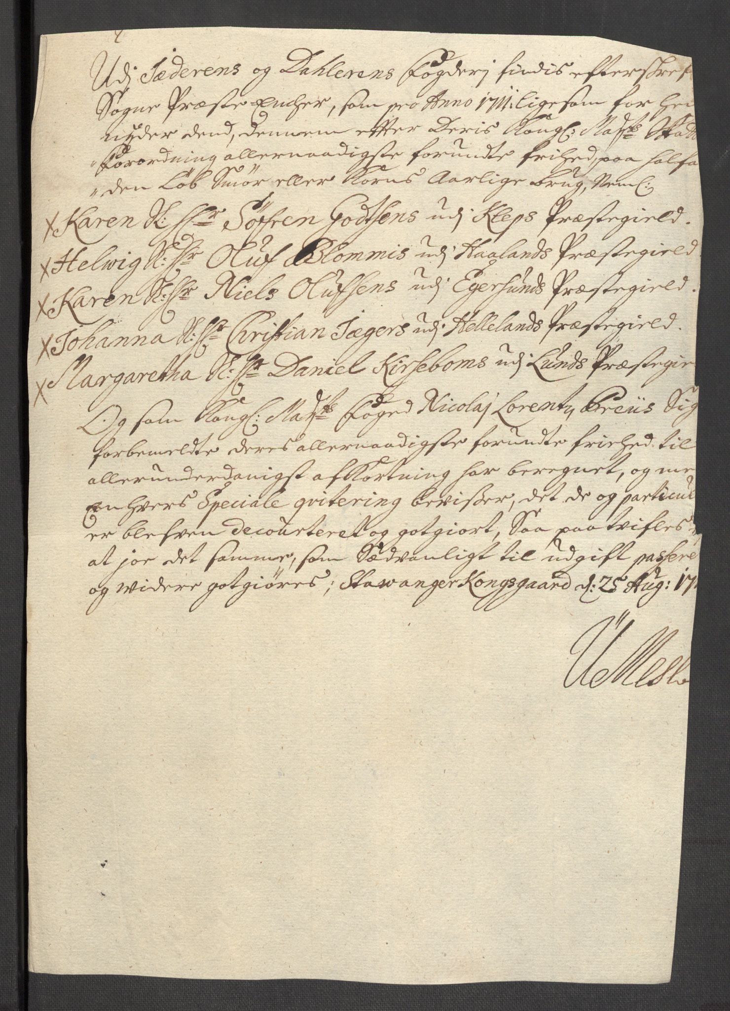 Rentekammeret inntil 1814, Reviderte regnskaper, Fogderegnskap, AV/RA-EA-4092/R46/L2735: Fogderegnskap Jæren og Dalane, 1711, p. 170