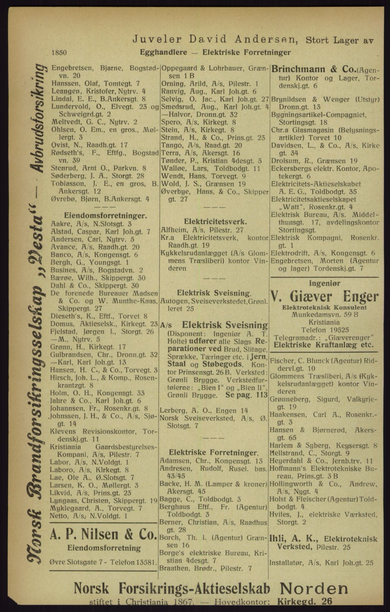 Kristiania/Oslo adressebok, PUBL/-, 1916, p. 1850