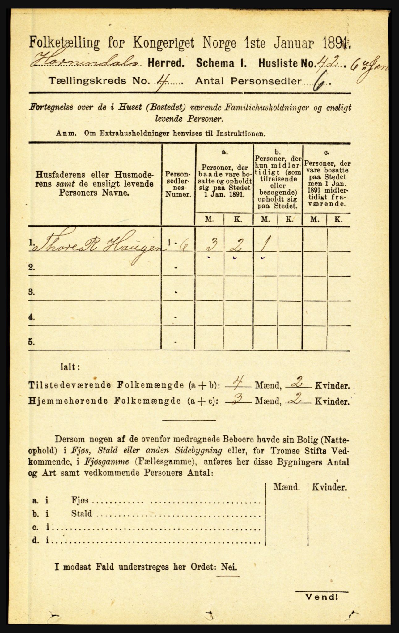 RA, 1891 census for 1444 Hornindal, 1891, p. 857