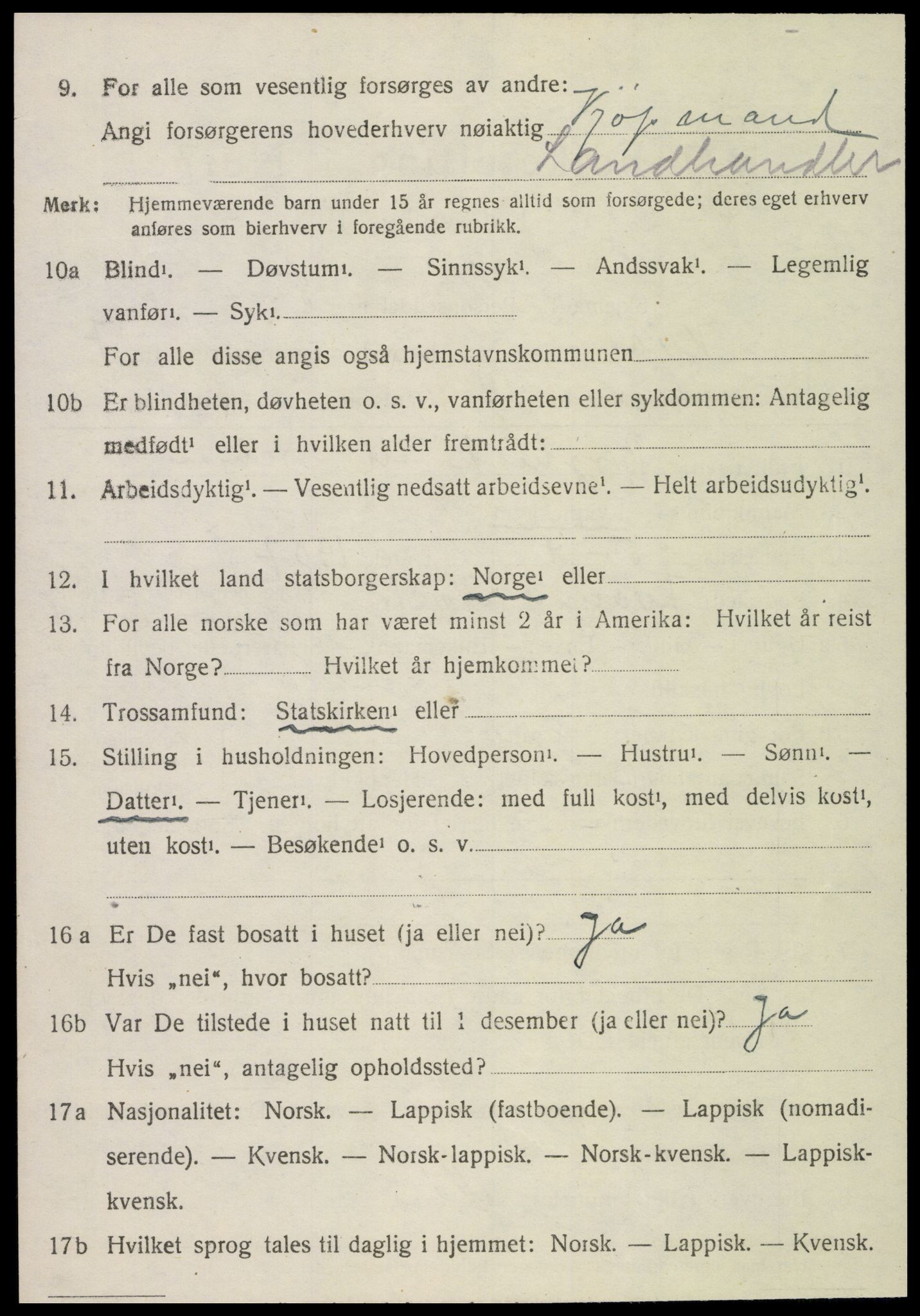 SAT, 1920 census for Kvam, 1920, p. 1988