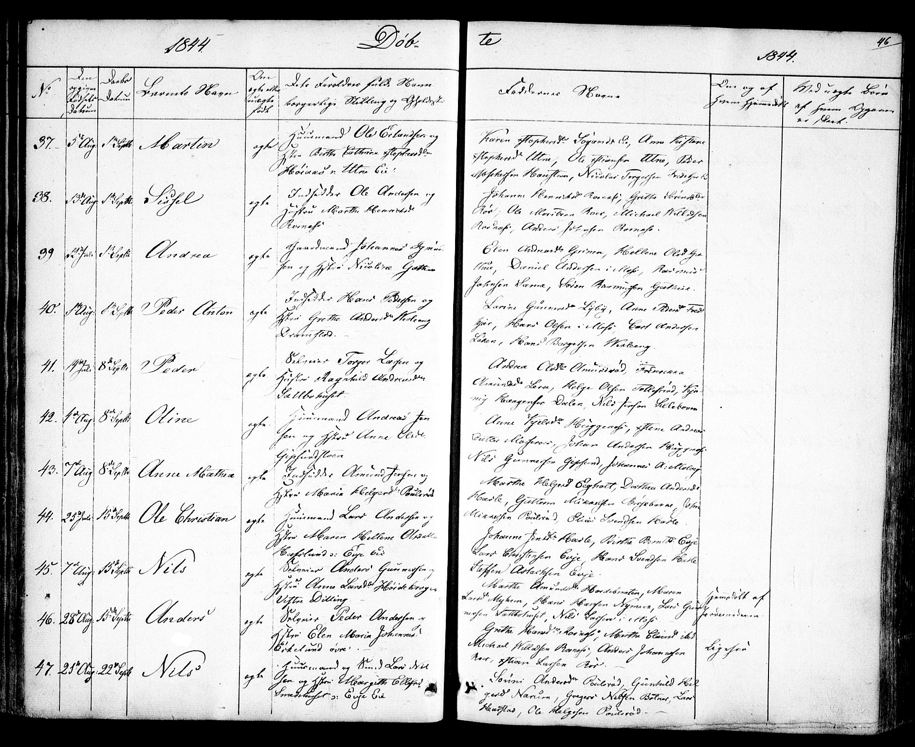 Rygge prestekontor Kirkebøker, SAO/A-10084b/F/Fa/L0004: Parish register (official) no. 4, 1836-1851, p. 46