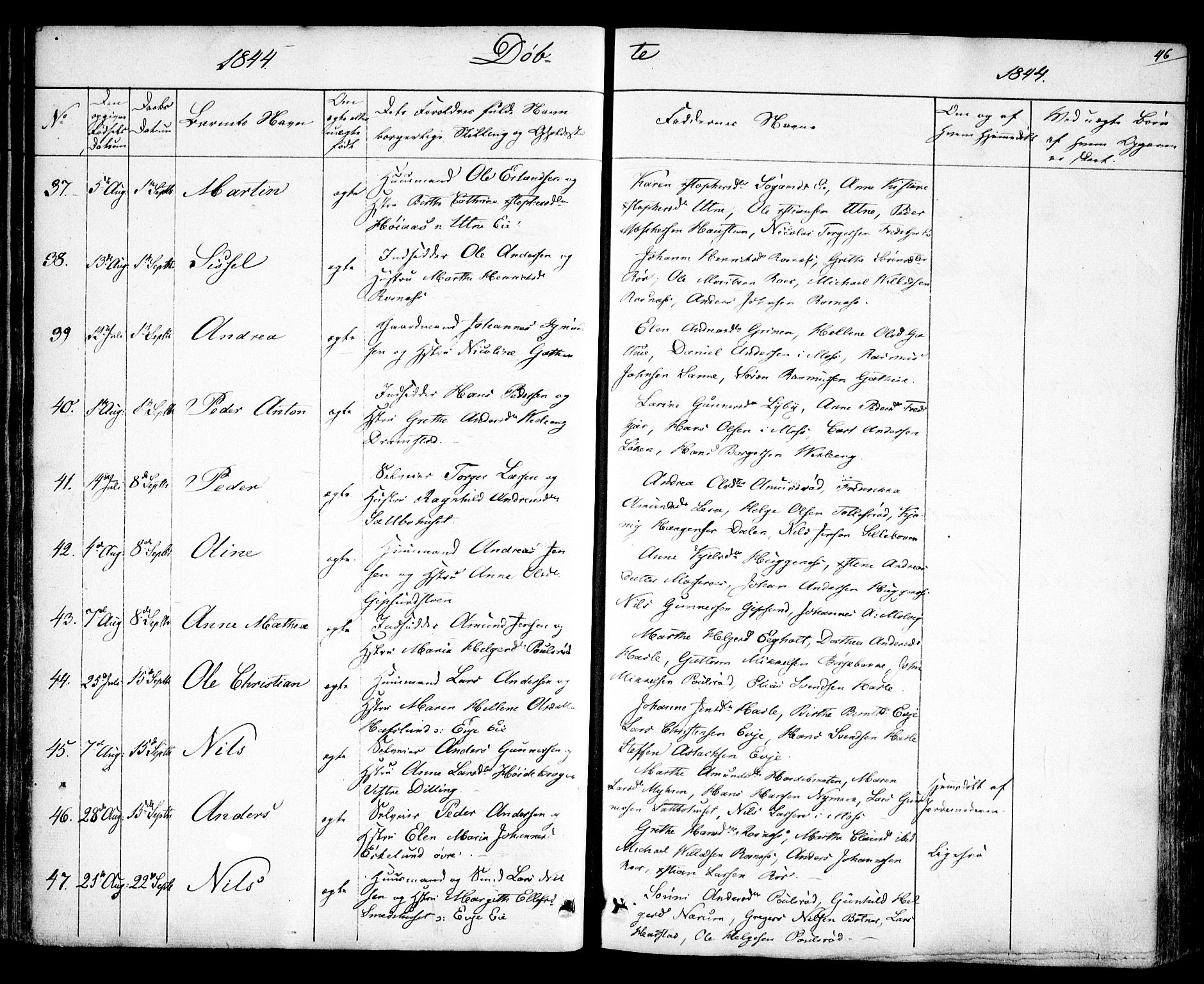 Rygge prestekontor Kirkebøker, AV/SAO-A-10084b/F/Fa/L0004: Parish register (official) no. 4, 1836-1851, p. 46