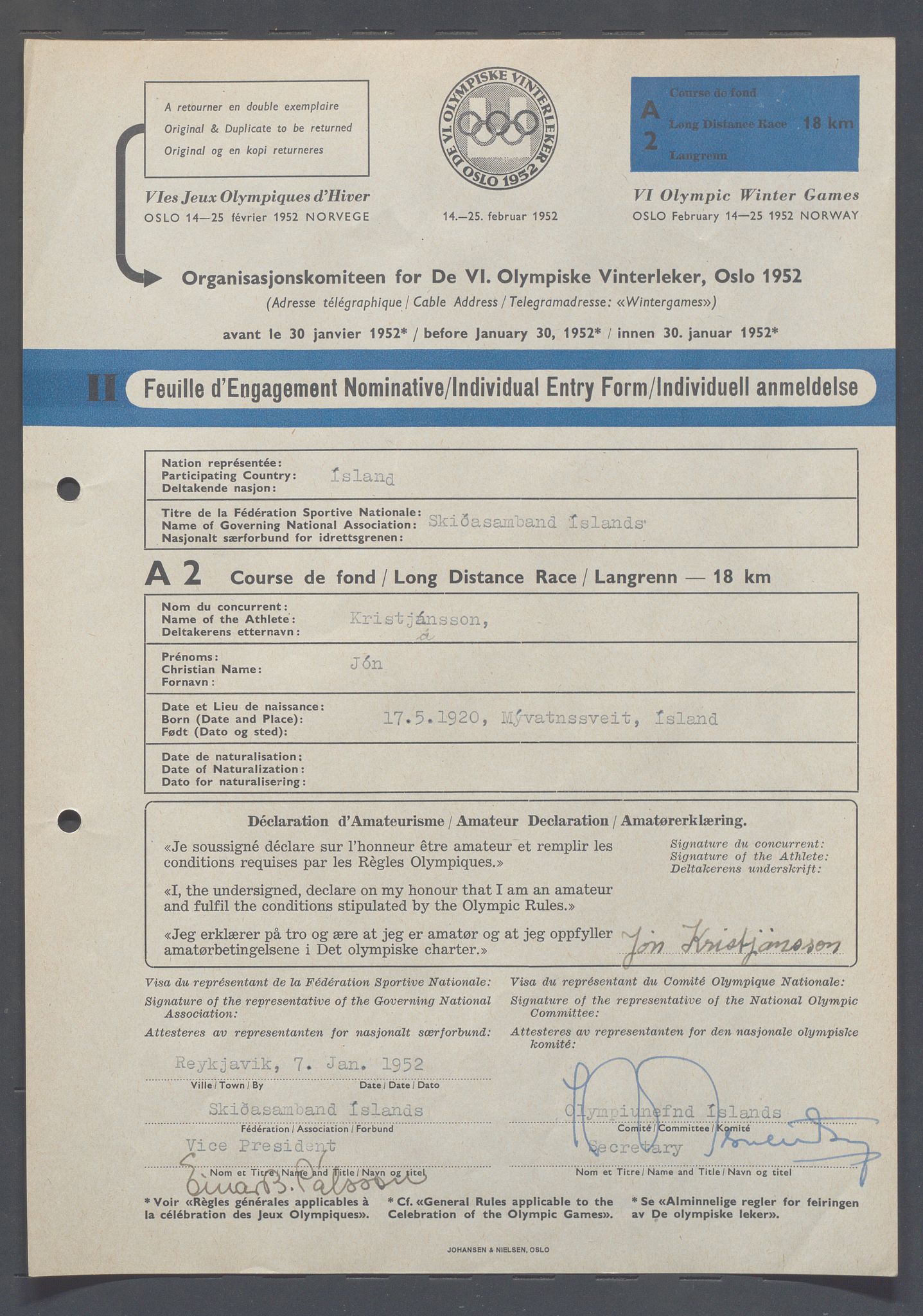 Organisasjonskomiteen for de VI. olympiske vinterleker, OBA/A-20130/H/Ha, 1951-1952, p. 94