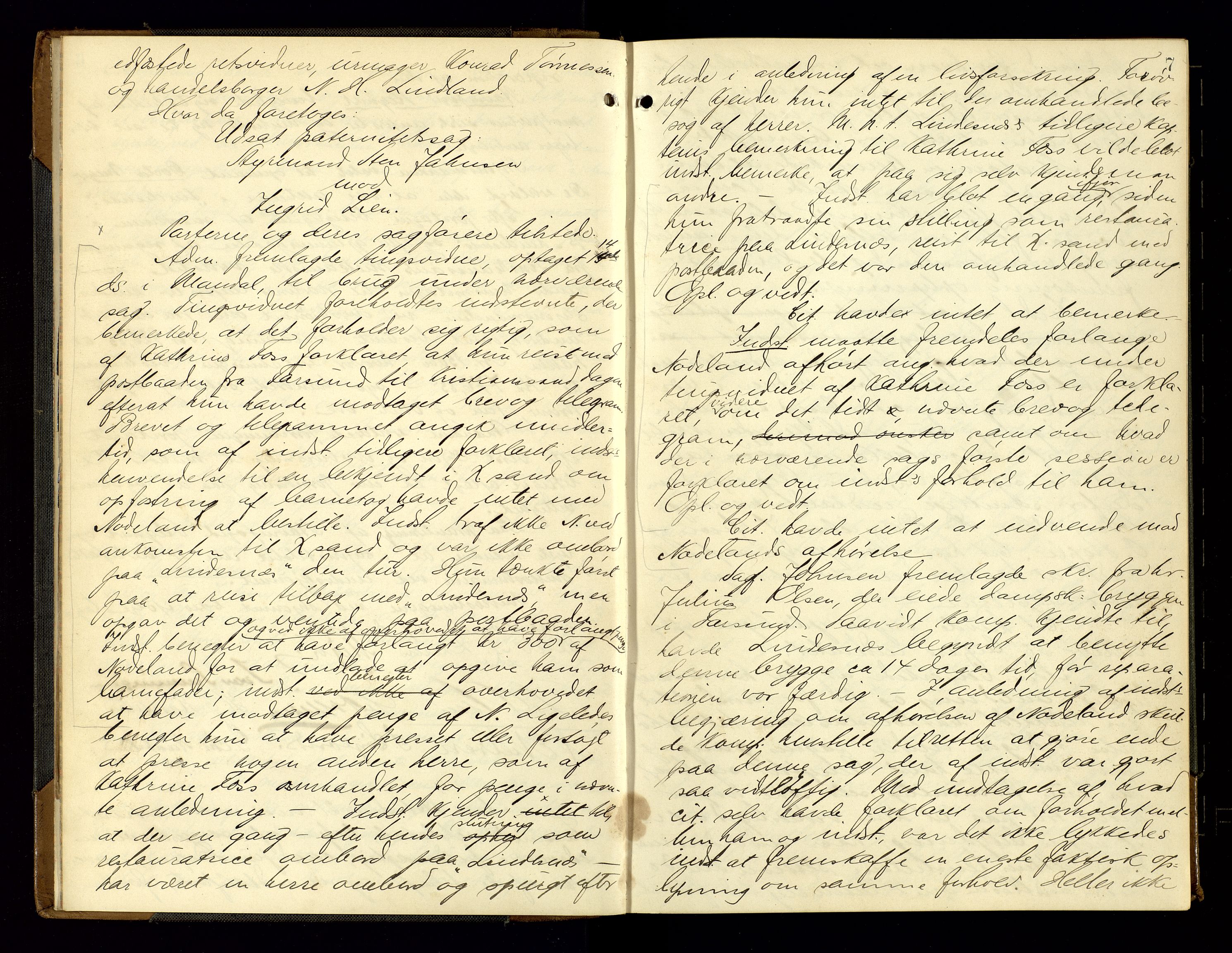 Lyngdal sorenskriveri, AV/SAK-1221-0004/F/Fb/L0093: Ekstrarettsprotokoll nr. 29, 1901-1904, p. 7