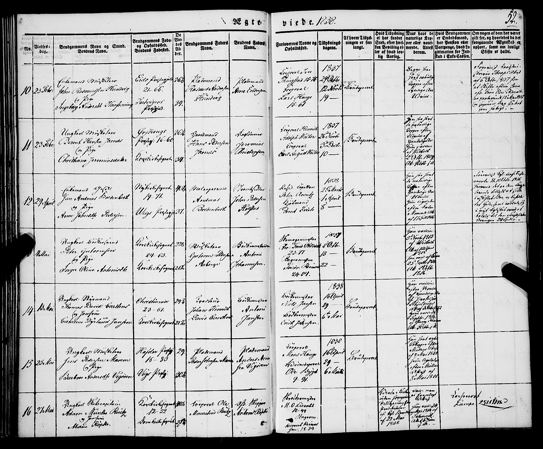 Korskirken sokneprestembete, AV/SAB-A-76101/H/Haa/L0034: Parish register (official) no. D 1, 1832-1852, p. 52