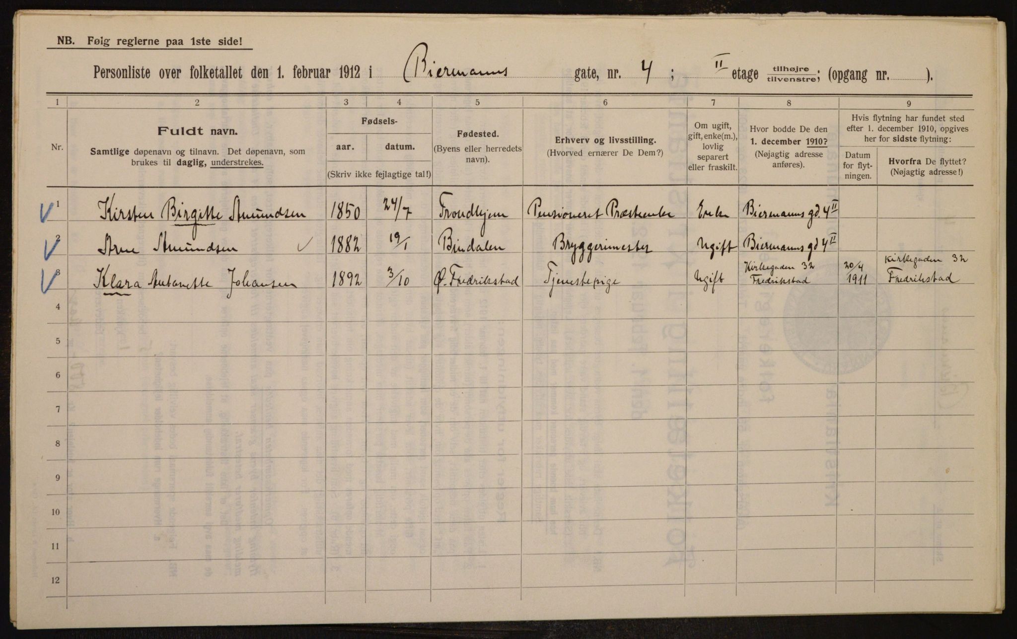 OBA, Municipal Census 1912 for Kristiania, 1912, p. 4792