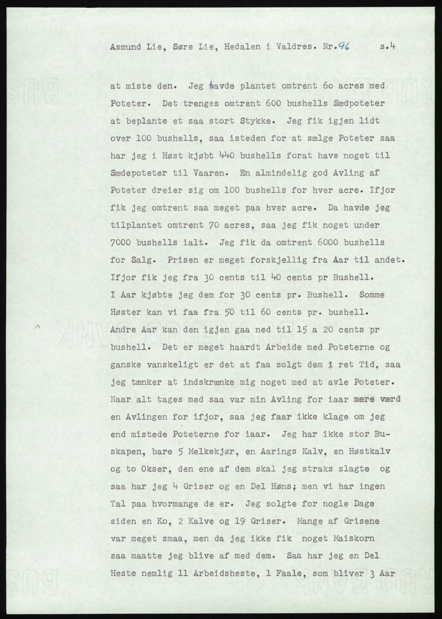 Samlinger til kildeutgivelse, Amerikabrevene, AV/RA-EA-4057/F/L0013: Innlån fra Oppland: Lie (brevnr 79-115) - Nordrum, 1838-1914, p. 237