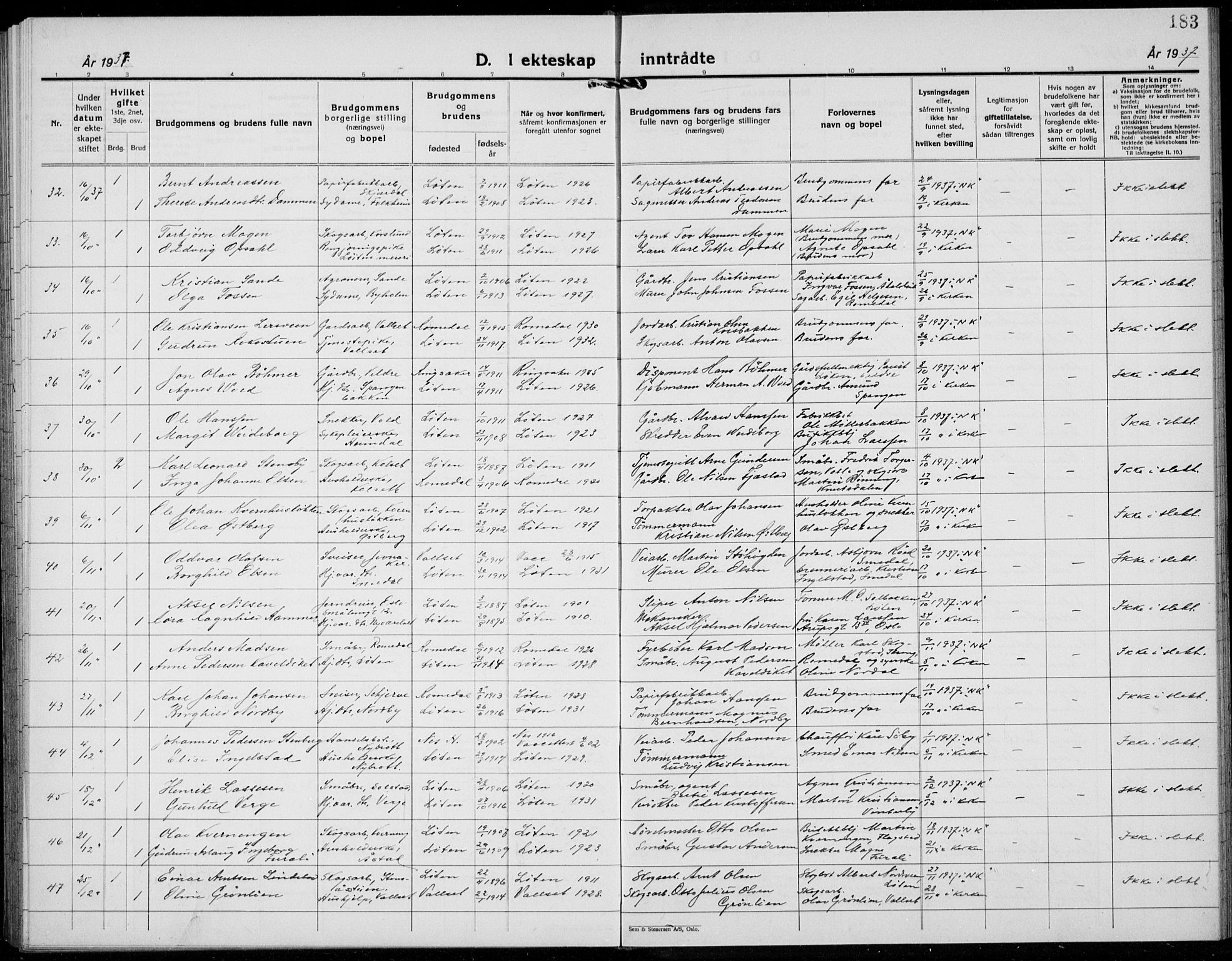 Løten prestekontor, AV/SAH-PREST-022/L/La/L0009: Parish register (copy) no. 9, 1930-1939, p. 183