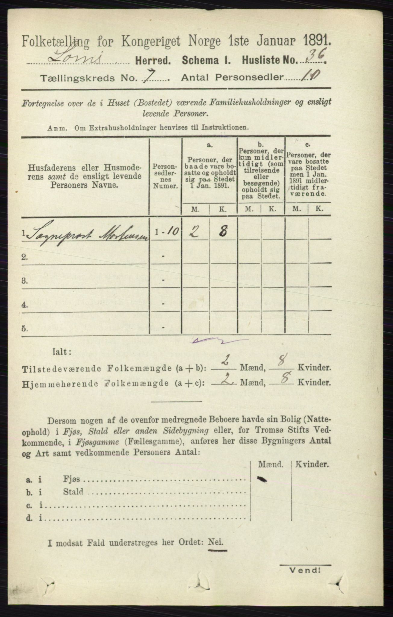 RA, 1891 census for 0514 Lom, 1891, p. 2795