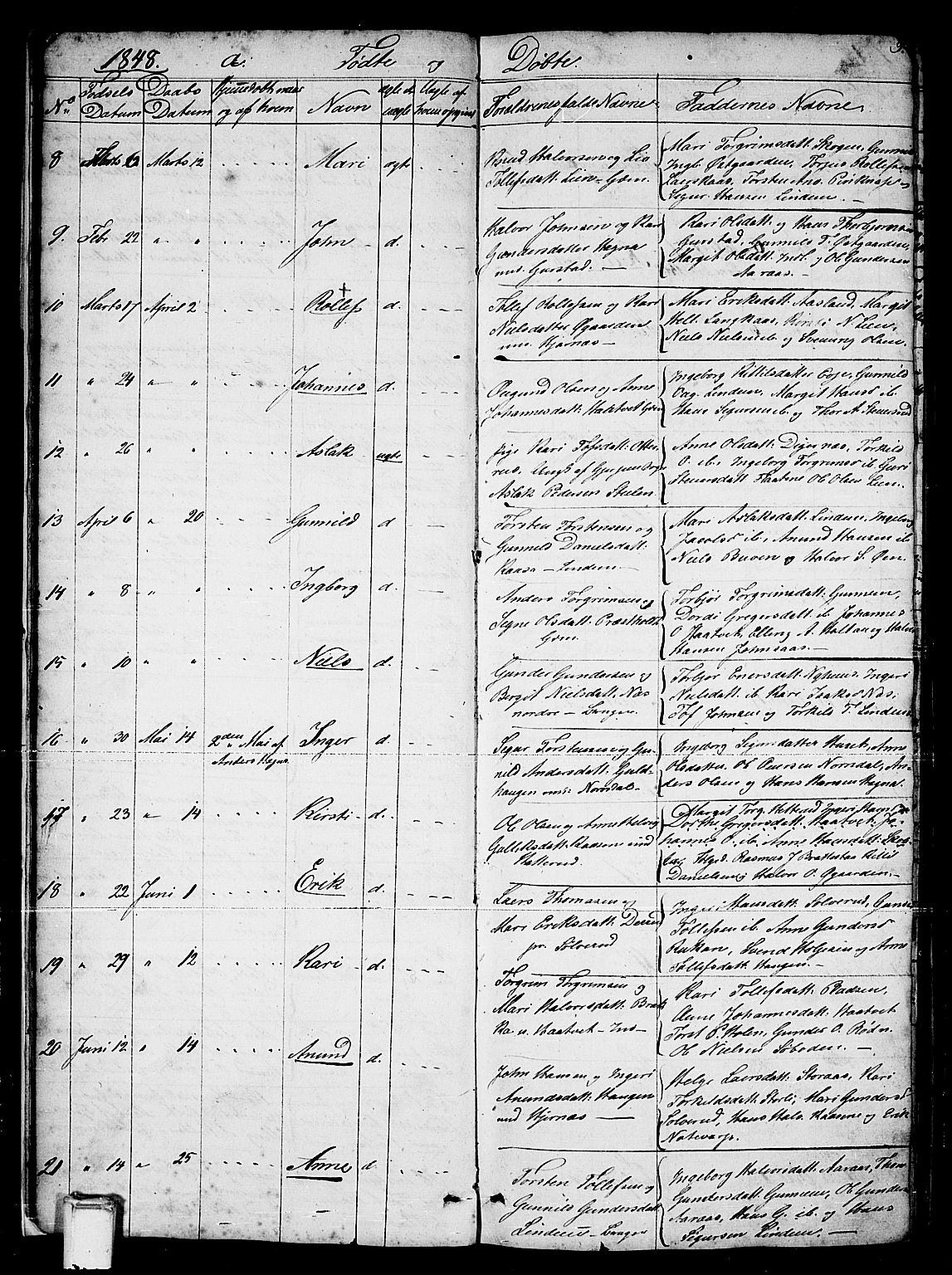 Sauherad kirkebøker, SAKO/A-298/G/Gb/L0001: Parish register (copy) no. II 1, 1845-1865, p. 9