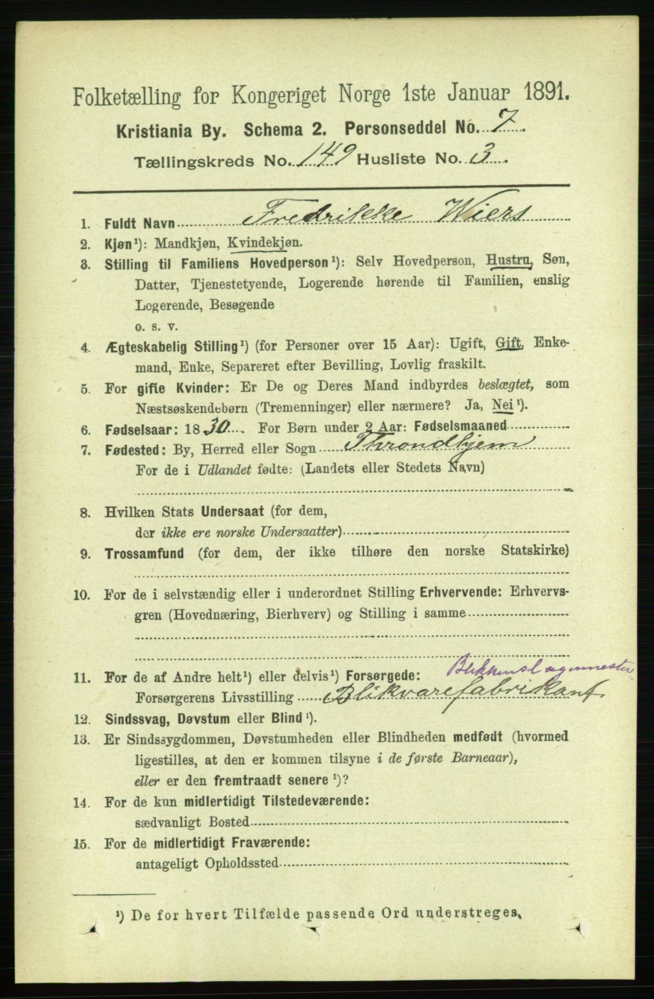 RA, 1891 census for 0301 Kristiania, 1891, p. 83190