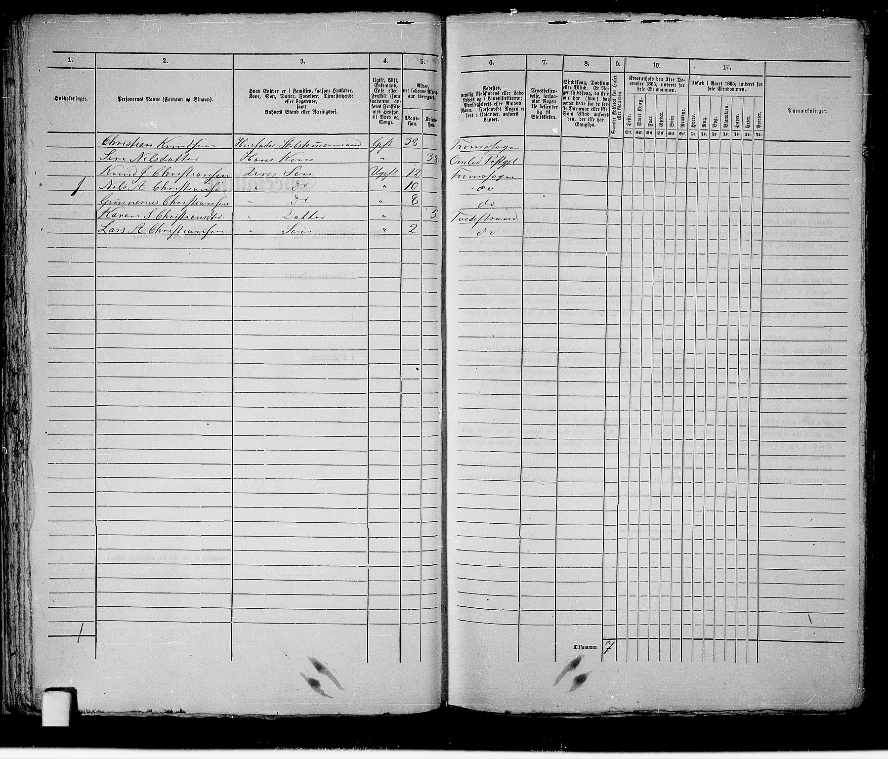 RA, 1865 census for Holt/Tvedestrand, 1865, p. 46